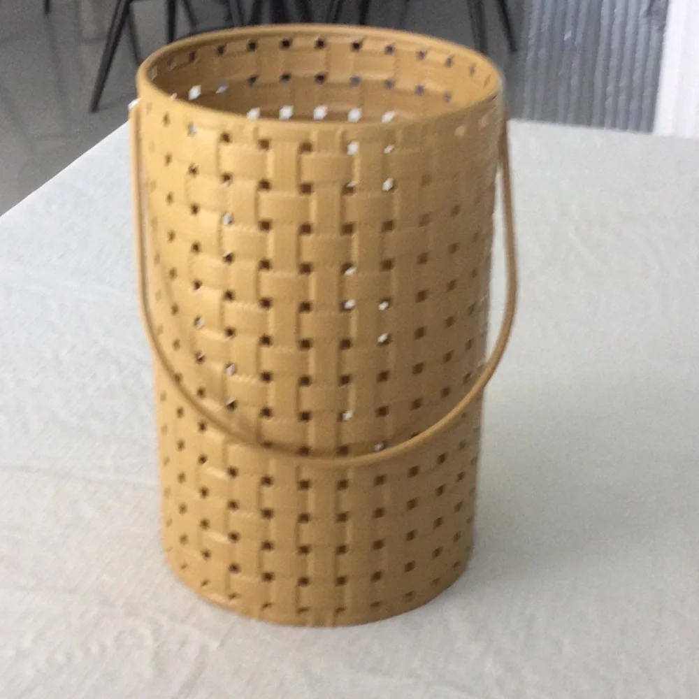 Elegant Tan Woven Basket with Handle New